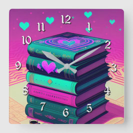 Für die Liebe von Büchern Quadratische Wanduhr