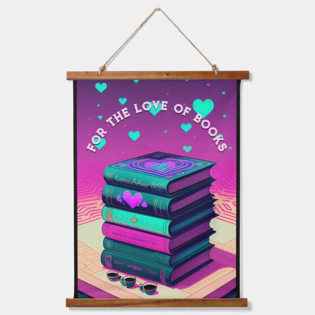 Für die Liebe von Büchern Wandteppich Mit Holzrahmen (Vorderseite)