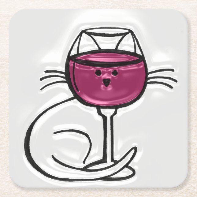 Für die LIEBE von Untersetzer aus Wein und Katzen (Vorderseite)
