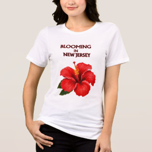 FÜR DIE LIEBE ZU ROTEM HIBISKUS WEIßE BLUMEN FRAUE Tri-Blend SHIRT