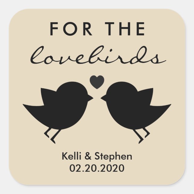 Für die Lovebirds, Hochzeitstorte Quadratischer Aufkleber (Vorderseite)