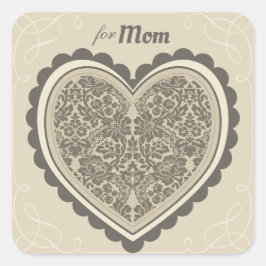 Für die Mama Elegantes Herz Wilhelm Morris Quadratischer Aufkleber