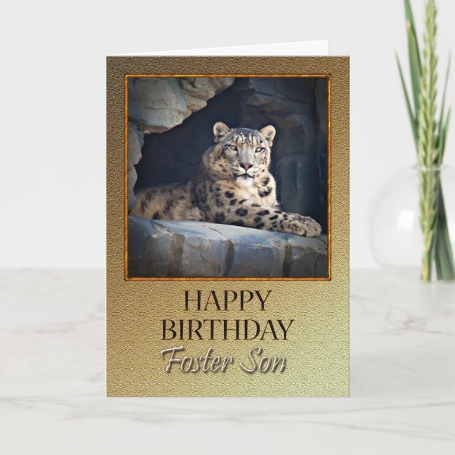 Für die Pflege Son Birthday mit Schneeleopard Karte (Vorderseite)