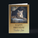 Für die Pflege Son Birthday mit Schneeleopard Karte<br><div class="desc">Eine Geburtstagskarte für einen Pflegesohn,  der einen Regalschneeleopard in seiner Höhle zeigt.</div>