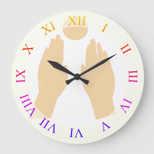 Für die Sonne I gewartet Große Wanduhr (Vorderseite)