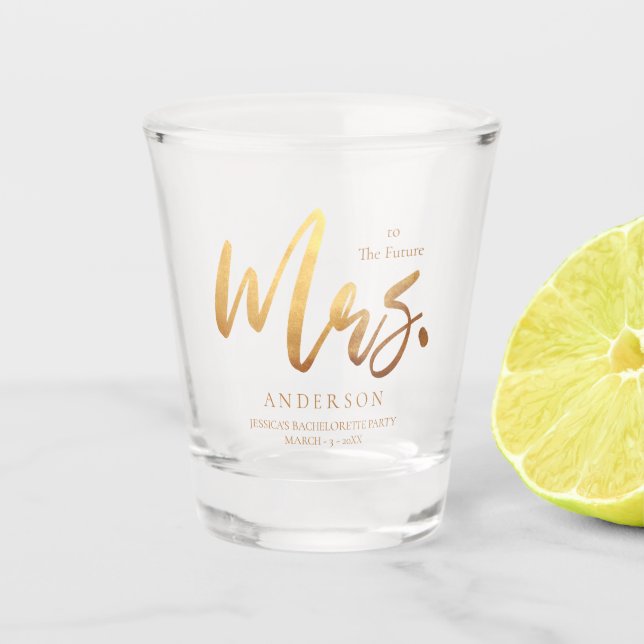 Für die Zukunft Frau Wedding Gold Foil Custom Schnapsglas (Vorderseite)