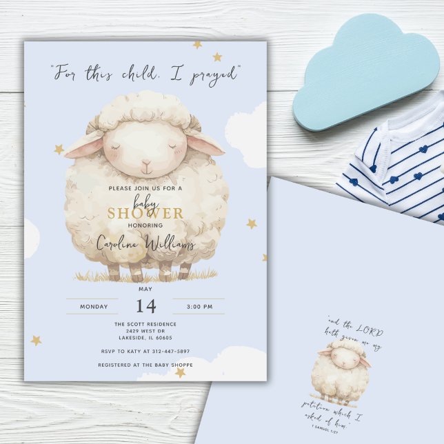 Für dieses Kind betete ich die Schrift Blue Lamb B Einladung (Von Creator hochgeladen)