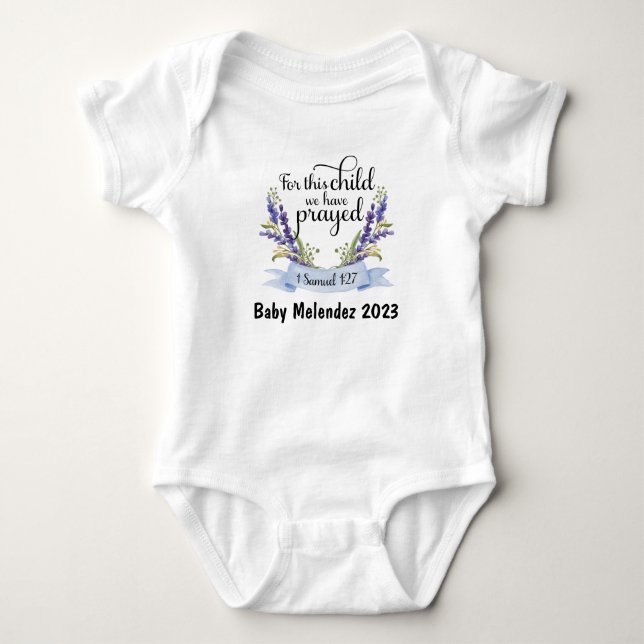 Für dieses Kind haben wir gebetet - I Samuel 1:27  Baby Strampler (Vorderseite)