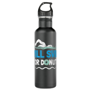 Für Donuts schwimmen im sonnigen Schwimmbad Q Edelstahlflasche