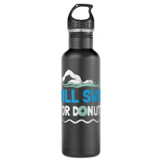 Für Donuts schwimmen im sonnigen Schwimmbad Q Edelstahlflasche