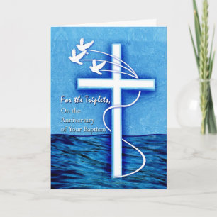 Für Dreifachjubiläum Taufen Taube und Kreuz Karte
