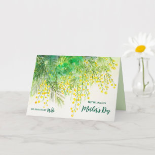 Für Ehefrau am Muttertag Custom Yellow Mimosa Karte