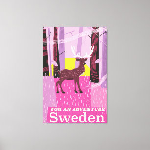 Für ein Abenteuer Schweden Retro-Reiseposter Leinwanddruck
