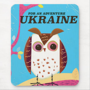 Für ein Abenteuer Ukraine Owl Vintage Poster Mousepad