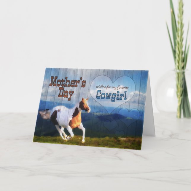 für ein Cowgirl am Muttertag Pferderennholz Karte (Vorderseite)