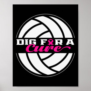 Für eine Heilung Brustkrebs Bewusstsein Volleyball Poster