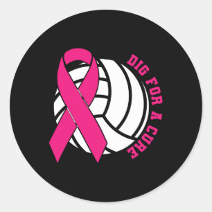 Für eine Heilung Brustkrebs Bewusstsein Volleyball Runder Aufkleber