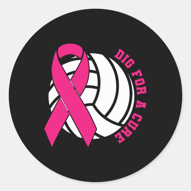 Für eine Heilung Brustkrebs Bewusstsein Volleyball Runder Aufkleber (Vorderseite)