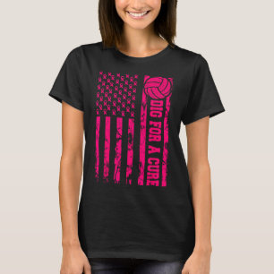 Für eine Heilung Brustkrebs Volleyball Pink Americ T-Shirt