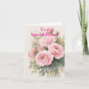 Für einen besonderen Freund Pink Rote Rosen Geburt Karte