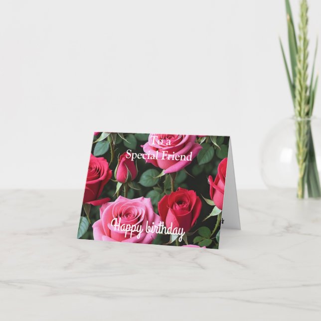 Für einen besonderen Freund Pink Rote Rosen Geburt Karte (Vorderseite)