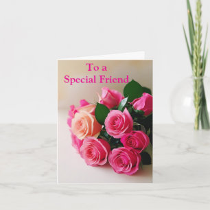 Für einen besonderen Freund Pink Rote Rosen Geburt Karte