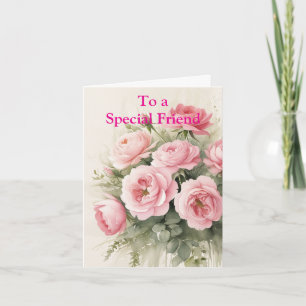 Für einen besonderen Freund Pink Rote Rosen Geburt Karte