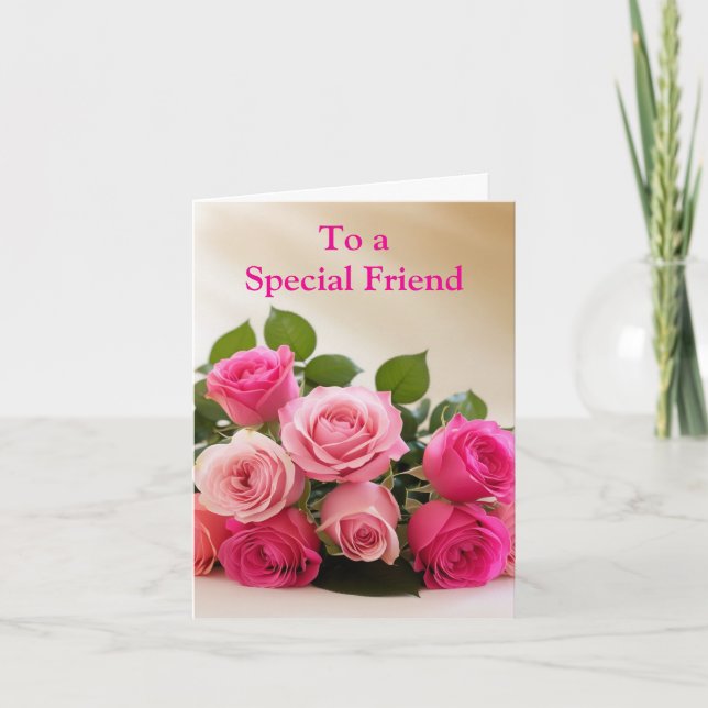 Für einen besonderen Freund rosa gelbe Rosen Gebur Karte (Vorderseite)
