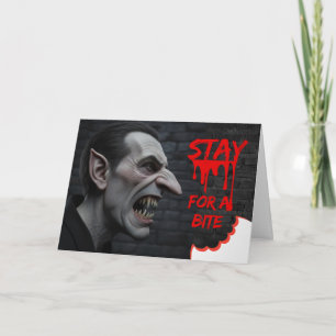 Für einen Biss bleiben Halloween Vampir Gruselig Karte