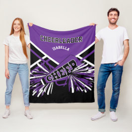 Für einen 📣 Cheerleader - Lila, weiß und schwarz Fleecedecke