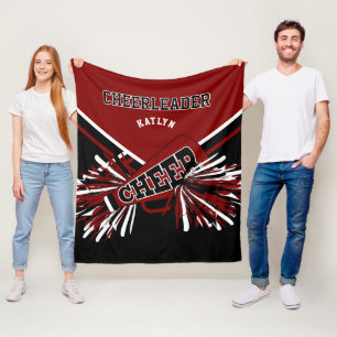 Für einen 📣 Cheerleader - Marone, Schwarz & Weiß Fleecedecke