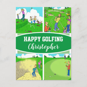 Für einen Golfer oder Golfspieler, frohe Golfbotsc Postkarte
