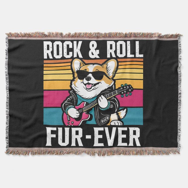 Fur-Ever Rock & Roll With A Rockin Corgi Decke (Vorderseite)