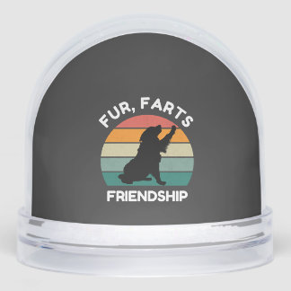 Fur, Farts, Friendship - Funny Dog Lover Retro Schneekugeln