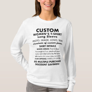 Für Frauen maßgeschneiderter Personalisierter Lang T-Shirt