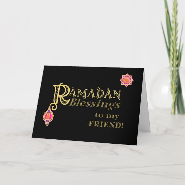 Für Freunde Ramadan Blessings Gold auf schwarz Karte (Vorderseite)