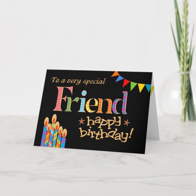 Für Friend Chic Kerzen, Bunting Birthday Card Karte (Vorderseite)