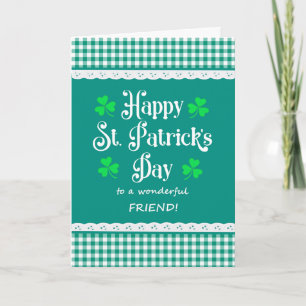 Für Friend St Patrick's Day Kleeblatts Grüne Karos Karte