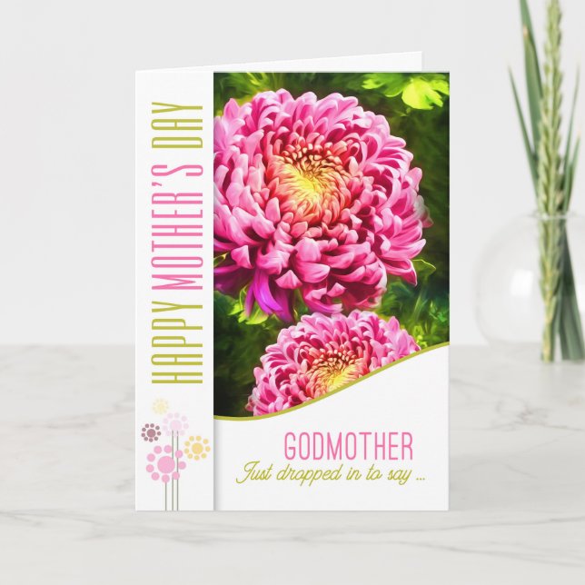 für Godmutter Pink Dahlia Garden Muttertag Karte (Vorderseite)