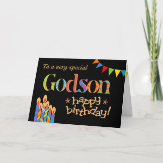 Für Godson Chic Candles, Bunting Birthday Card Karte