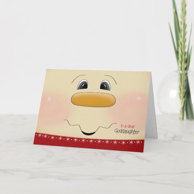 Für Godtochter Weihnachten Happy Snowman Face (Vorderseite)