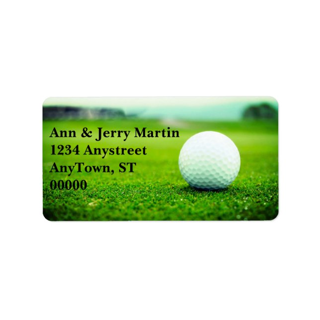 für Golfer Golf Ball Design Art auf grünem Etikett Adressaufkleber (Vorne)