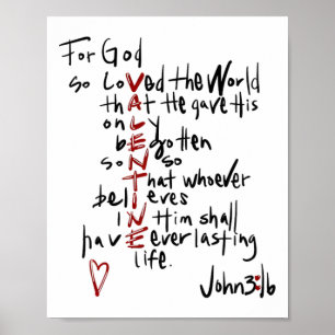 Für Gott so geliebt die Welt Bibel Verse Jesus ist Poster
