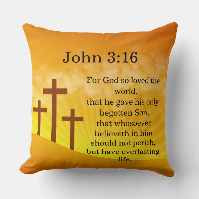 Für Gott so liebte die Welt John 3:16Throw Kissen (Vorderseite)