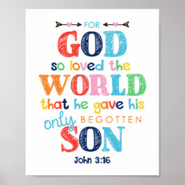 Für Gott so liebte die Welt Kinder Christliches Po Poster