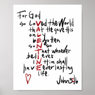 Für Gott so liebte die Welt Valentine Christliche  Poster