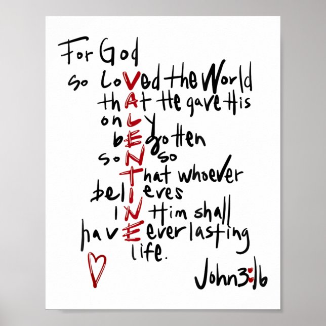 Für Gott so liebte die Welt Valentine Christliche  Poster (Vorne)