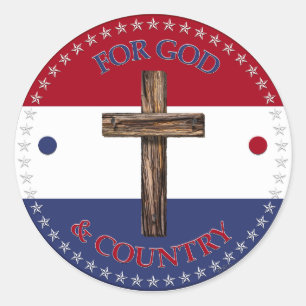 Für Gott und Land mit Kreuz Runder Aufkleber