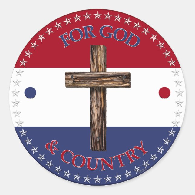 Für Gott und Land mit Kreuz Runder Aufkleber (Vorderseite)