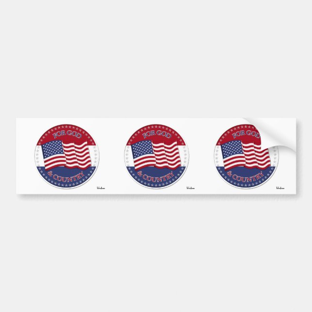 Für Gott und Land - rund mit 50 Sternen US-Flagge Autoaufkleber (Vorne)